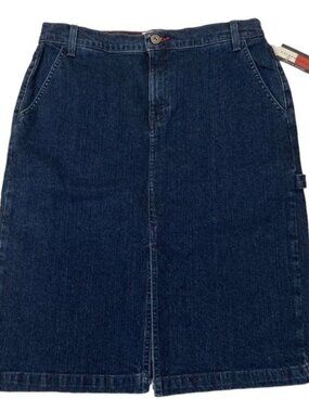 Tommy Hilfiger Jean Skirt Size 6 Blue Denim Stretch Carpenter Y2K Vintage NWT